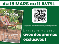 Jardin et terrasse am�nag�s en promo pour le printemps, offres valables du 18 mars au 13 avril.
