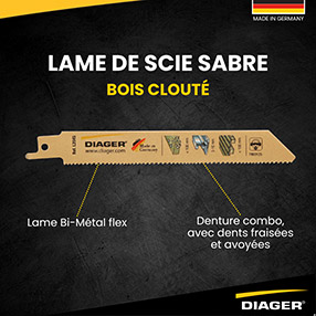 Lame de scie sabre bois clout� DIAGER