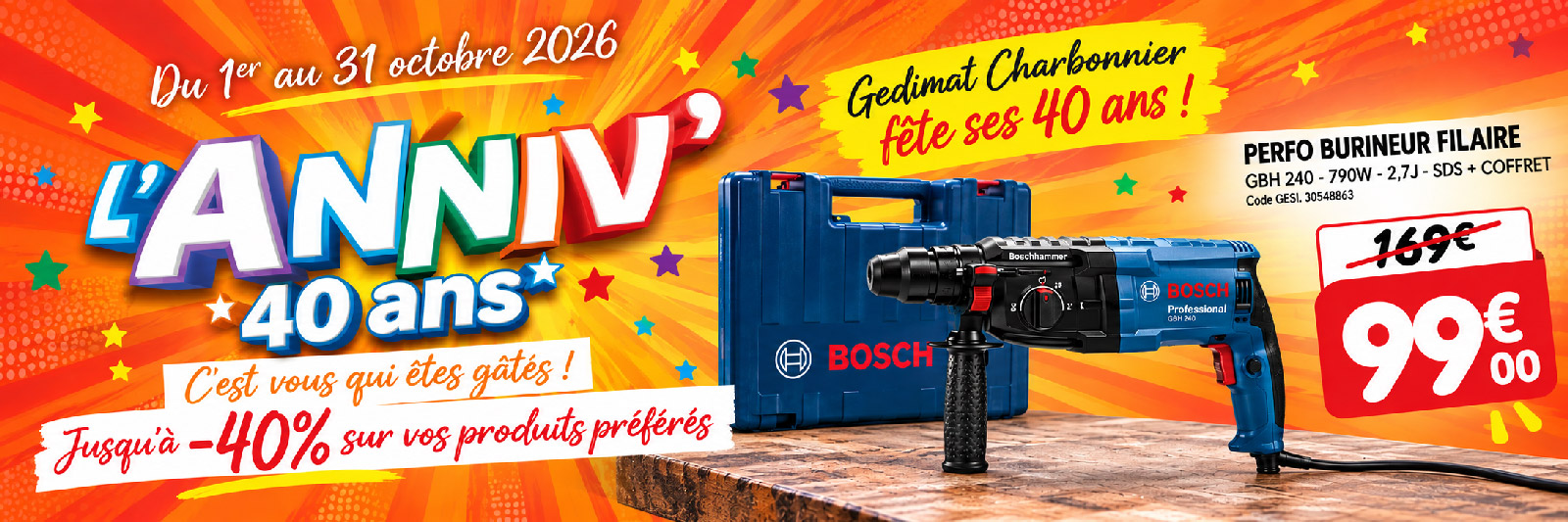 Gedimat Charbonnier fête ses 40 ans… et c’est vous qui êtes gâtés !