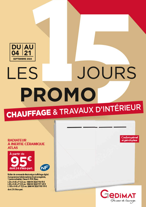 Promotion Gedimat du 4 au 21 septembre.