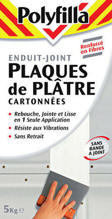 Enduit plaque de plâtre cartonnée poudre 5kg - Gedimat.fr