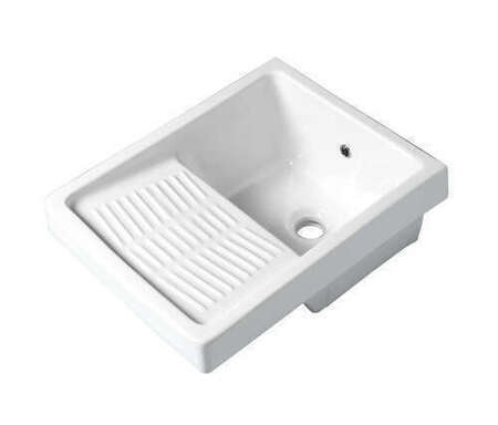 Meuble pour bac à laver VOLGA grès haut.31,5cm larg.54,5cm long.43cm blanc - Gedimat.fr