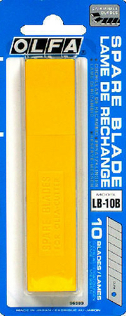 Lame de cutter acier trempé 18mm Olfa LB-10 étui de 10 pièces sur carte - Gedimat.fr