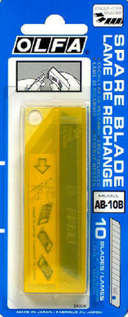 Lame de cutter acier trempé 9mm Olfa AB-10 étui de 10 pièces - Gedimat.fr