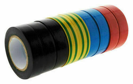 Ruban adhésif isolant électrique long.10m larg.15mm lot de 9 couleurs assorties - Gedimat.fr