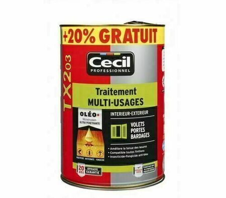 Traitement volets portes bardages TX203 pot de 1L incolore - Gedimat.fr