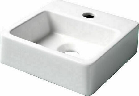 Lave-mains NEVADA en céramique haut.9cm larg.27cm long.28cm blanc - Gedimat.fr