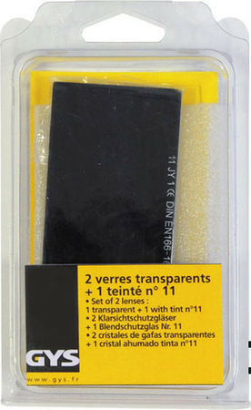 Kit de 2 verres transparents et 1 verre teinté N°11 pour masque de soudeur - Gedimat.fr