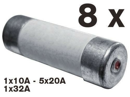 Cartouche fusible céramique cylindrique sans témoin de fusion 8 pièces assorties - Gedimat.fr