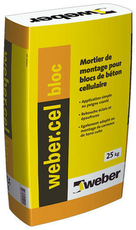 Mortier de montage WEBER.CEL BLOC sac 25 kg - Gedimat.fr