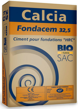 Ciment gris FONDACEM CEM III 32,5 N CE NF sac de 25kg - Gedimat.fr