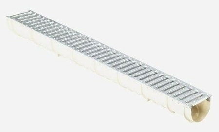 Caniveau domestique en composite MEA EASY 100 haut.9,4cm larg.10cm long.1m avec grille passerelle - Gedimat.fr
