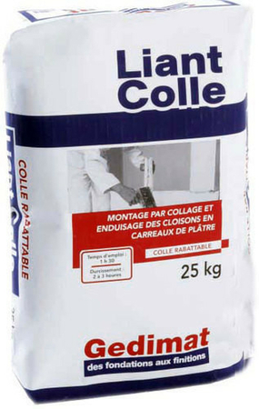 Colle pour montage et enduisage de carreaux de plâtre S102 sac de 25 kg - Gedimat.fr