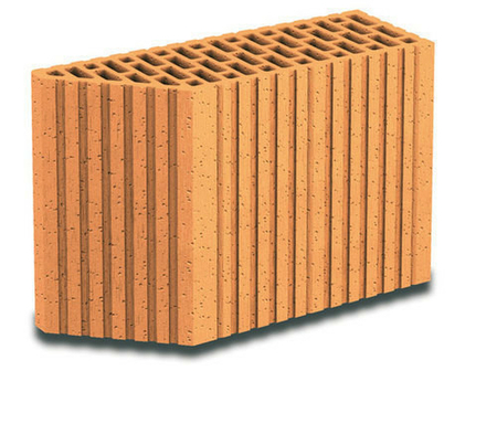 Brique terre cuite avec angle 135° POROTHERM R37 ép.37,5cm haut.24,9cm long.12,5cm - Gedimat.fr