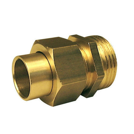 Raccord fer-cuivre 3 pièces droit laiton brut mâle à visser diam.20x27mm à souder diam.18mm 1 pièce - Gedimat.fr