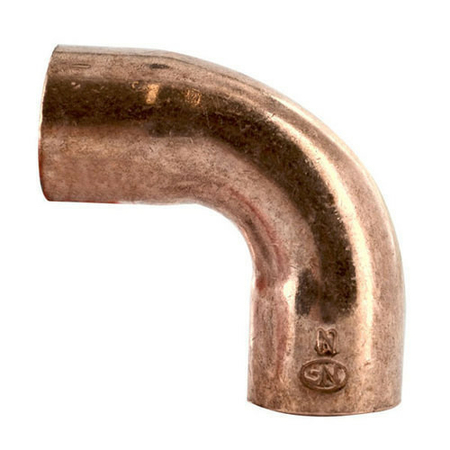 Courbe cuivre à souder femelle-femelle grand rayon 5002A angle 90° diam.12mm avec lien 1 pièce - Gedimat.fr