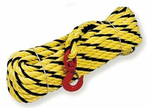Corde  poulie polypropylne jaune et noir avec crochet - 20m - Gedimat.fr