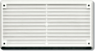 Grilles  persiennes rectangulaires plastique en applique avec moustiquaire haut.6,5cm long.13,5cm finition blanc - Gedimat.fr