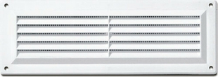 Grilles  persiennes rectangulaires plastique en applique avec moustiquaire haut.9cm long.26cm finition blanc - Gedimat.fr