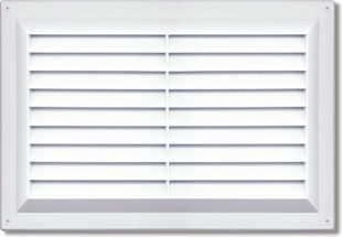 Grilles  persiennes rectangulaires plastique en applique avec moustiquaire haut.16,5cm long.26cm finition blanc - Gedimat.fr