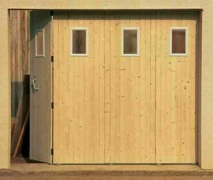 Porte de garage coulissante en bois (sapin) p.26mm haut.2,00m larg.2,40m - Gedimat.fr