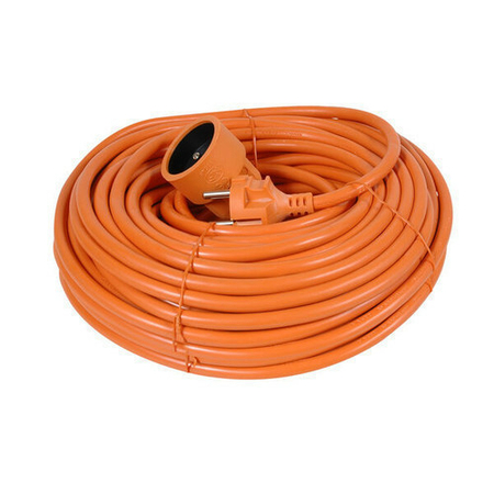 Rallonge prolongateur de jardin 2 pôles + terre 16A avec câble d'alimentation rond coloris orange câble H05VVF 2G1,5mm² long.40m sous film de 1 pièce - Gedimat.fr