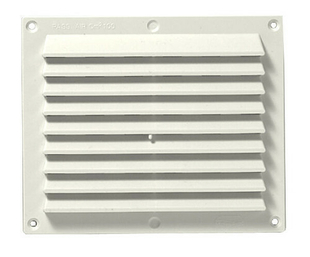 Grilles plastique anti-pluie rectangulaires  auvents en applique avec moustiquaire haut.12cm long.15cm rglable. - Gedimat.fr