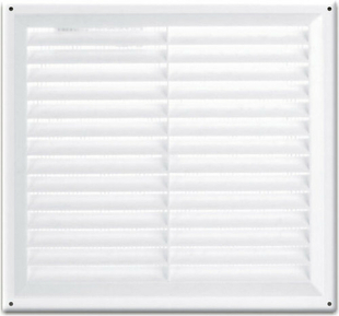 Grille  persienne rectangulaire en applique avec moustiquaire blanc haut.24cm long.26cm - Gedimat.fr