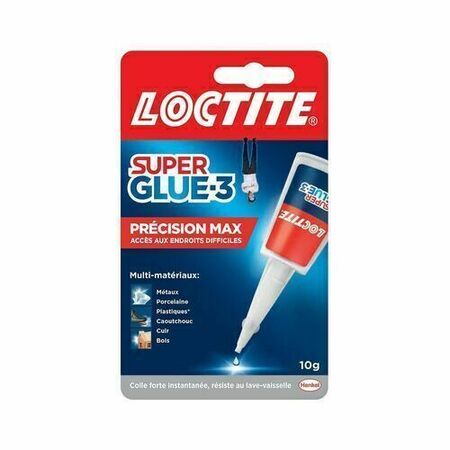 Colle universelle instantanée cyanocrylat loctite SUPER GLUE 3 PRECISION MAX 10g - Gedimat.fr