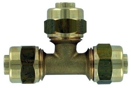 Té laiton égal à compression filetage diam.15x21mm pour tube polyéthylène réticulé diam.16mm sous coque de 1 pièce - Gedimat.fr