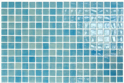 Emaux de verre de 2,5x2,5cm pour mur et piscine NIEVE sur trame de 31,1x46,7cm coloris azul claro - Gedimat.fr