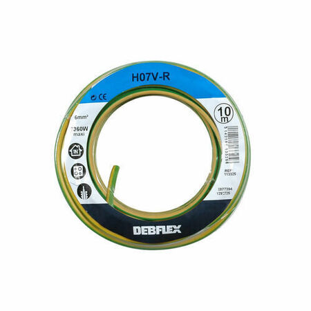 Câble électrique unifilaire cuivre H07VU section 6mm² coloris vert-jaune en bobine de 10m - Gedimat.fr