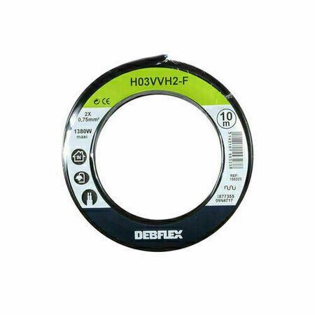 Câble électrique méplat H03VHH2F section 2x0,75mm² coloris noir en bobine de 10m - Gedimat.fr