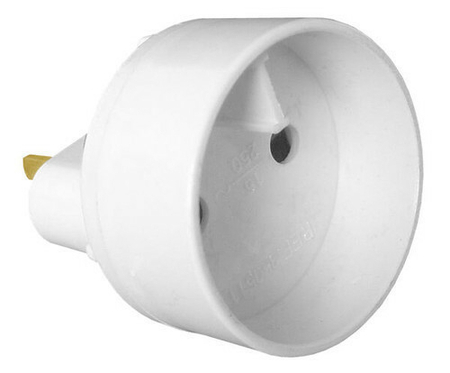 Adaptateur mâle standard américain / femelle standard européen 2P 16A coloris blanc - Gedimat.fr