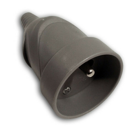 Prolongateur électrique plastique femelle 2 pôles + terre 6A coloris gris - Gedimat.fr