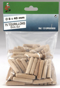 Tourillon  bois stri diam.10mm sachet de 60 pices sous blister - Gedimat.fr
