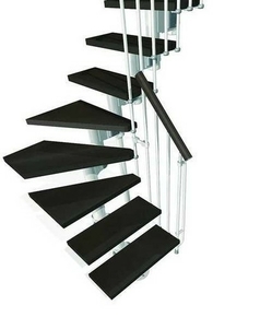 Escalier 1/4 tournant kit KOMPACT acier/bois haut.2,25/3,03m larg.74cm blanc/noyer - Gedimat.fr
