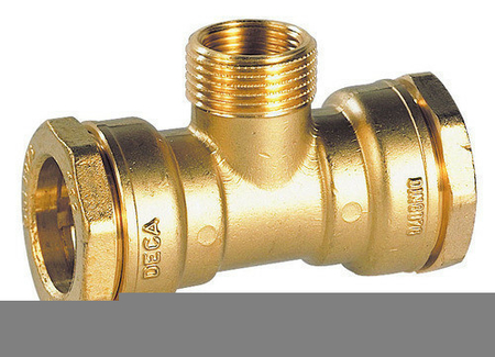 Raccord en Té laiton pour tuyau polyéthylène fileté mâle diam.20mm 15X21 taraudé femelle 12X17 - Gedimat.fr