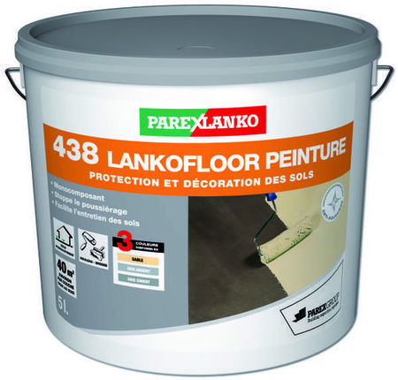 Peinture de protection et de décoration des sols 438 LANKOFLOOR PEINTURE seau de 5 L coloris gris ciment - Gedimat.fr