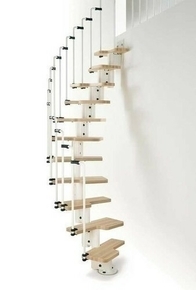 Escalier droit KARINA en acier plastifié blanc haut.2,28/2,82m marches en bois (hêtre) clair finition verni - Gedimat.fr