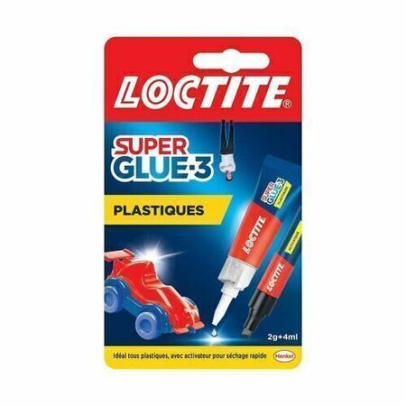 Colle SUPERGLUE 3 spcial plastique - tube de 2g+stylo de 4ml - Gedimat.fr