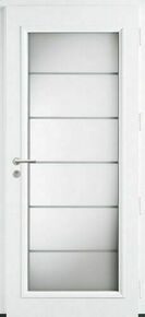 Porte d'entrée aluminium LOTUS laquée blanc droit poussant - 215x90cm - Gedimat.fr