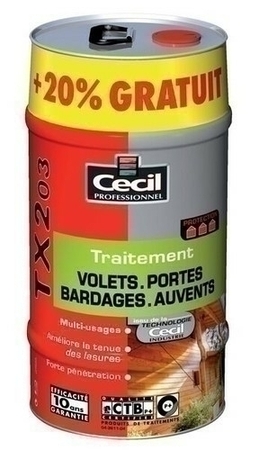 Traitement volets portes bardages TX203 pot de 25L+20% gratuit incolore - Gedimat.fr