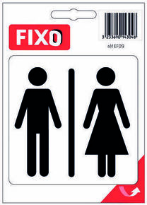 Autocollant toilettes mixtes - 100x100mm - Gedimat.fr