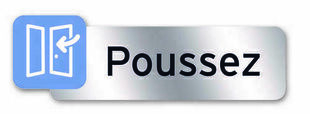 Plaque indicatrice poussez polycarbonate adhsif - 160x50mm - Gedimat.fr