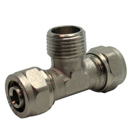 Raccord en té mâle diam.15x21mm pour tuyau multicouche synthétique EASYPEX diam.16mm sous coque de 1 pièce - Gedimat.fr