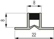 Profil de finition joint de fractionnement PVC  coller haut.8mm larg.22mm long.2,50m Gris - Gedimat.fr