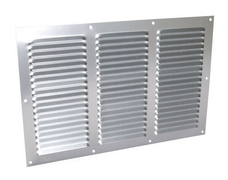 Grille aluminium NICOLL type persienne rectangulaire horizontale avec moustiquaire haut.200mm larg.300mm coloris anodisé gris - Gedimat.fr