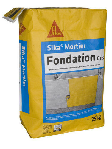 Enduit hydrofuge SIKA MORTIER FONDATION SP gris ciment sac de 25kg 
