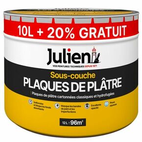Sous-couche plaque de plâtre J6 JULIEN - bidon de 10 litres + 20 % gratuit - Gedimat.fr